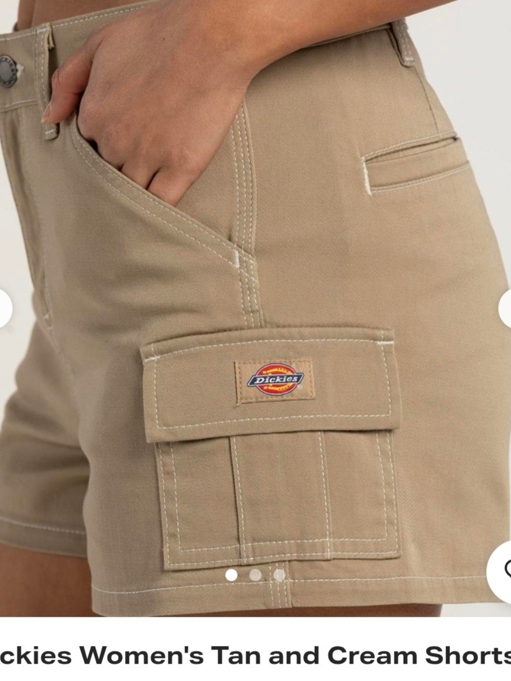 Dickies Tan Cargo Shorts with Utility Patch